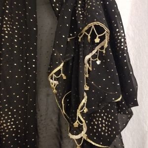 Black n Gold Embellished Evening Wrap/ Shawl